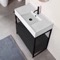 Console Sink Vanity With Ceramic Sink and Matte Black Drawer, 35